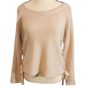 Cliche Cream Wool Blend Cropped Bateau Neck Sweater Soft Pink - Sz S